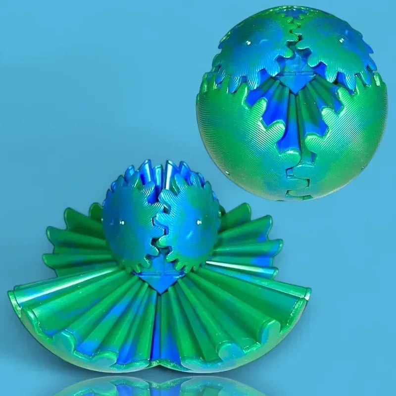 3D Printed Gear Ball Fidget Toys Spin Ball or Cube Stress Relief Desk Toy Anxiety Relax Activity for Kids Adults Gifts