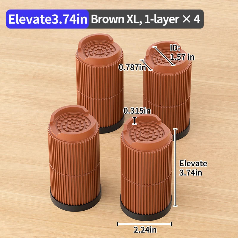 Multi-Purpose Round Furniture Risers | Non-Slip, Quiet & Moisture-Proof Height Extenders for Beds, Sofas, Tables