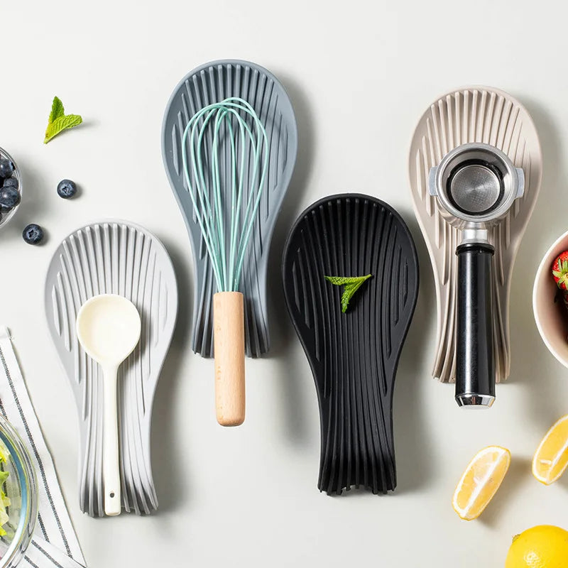Silicone Kitchenware Tray, Kitchen Spatula, Soup Spoon, Silicone Spoon Holder, Household Thick Insulated Silicone Spoon Pad