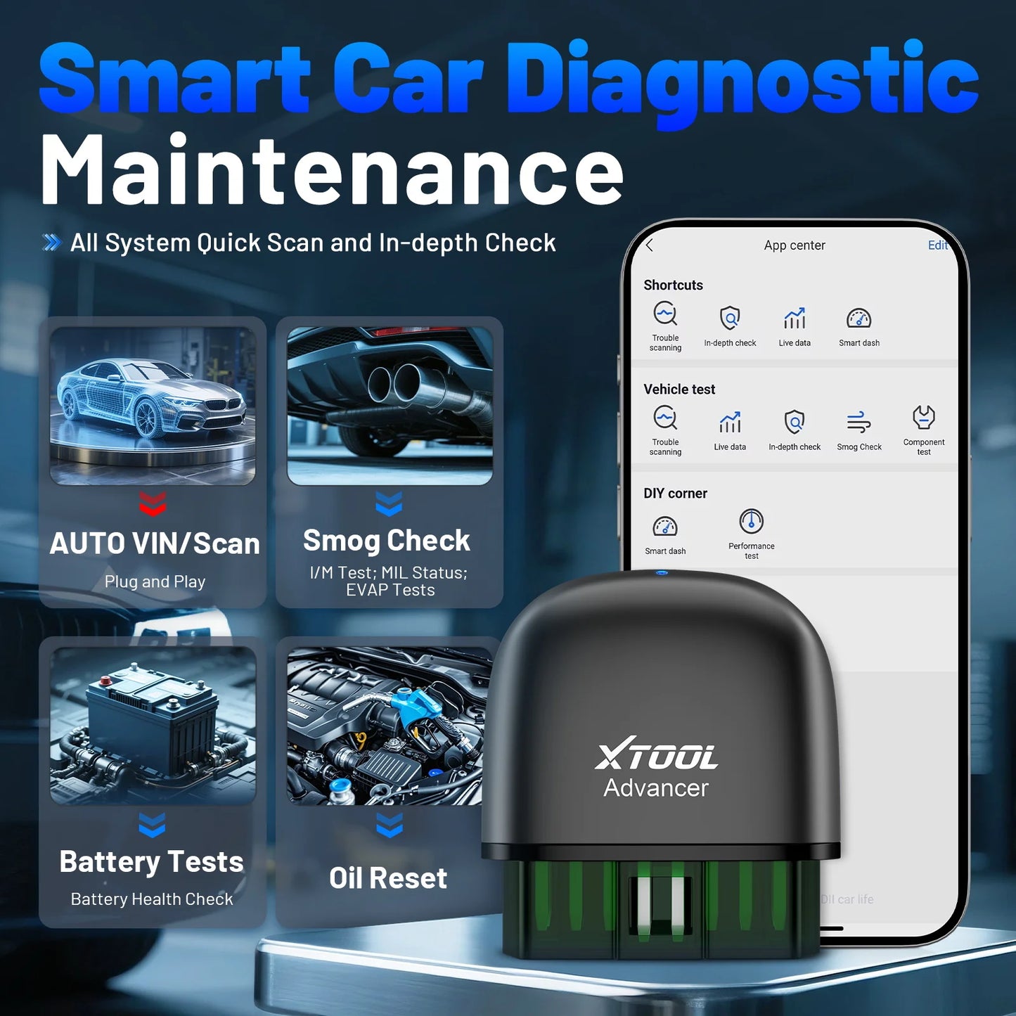 XTOOL Advancer AD20 PRO All System Car Diagnostic Tools Full OBD2 Scanner Battery Check Oil Reset Read/Clear Code Free Update