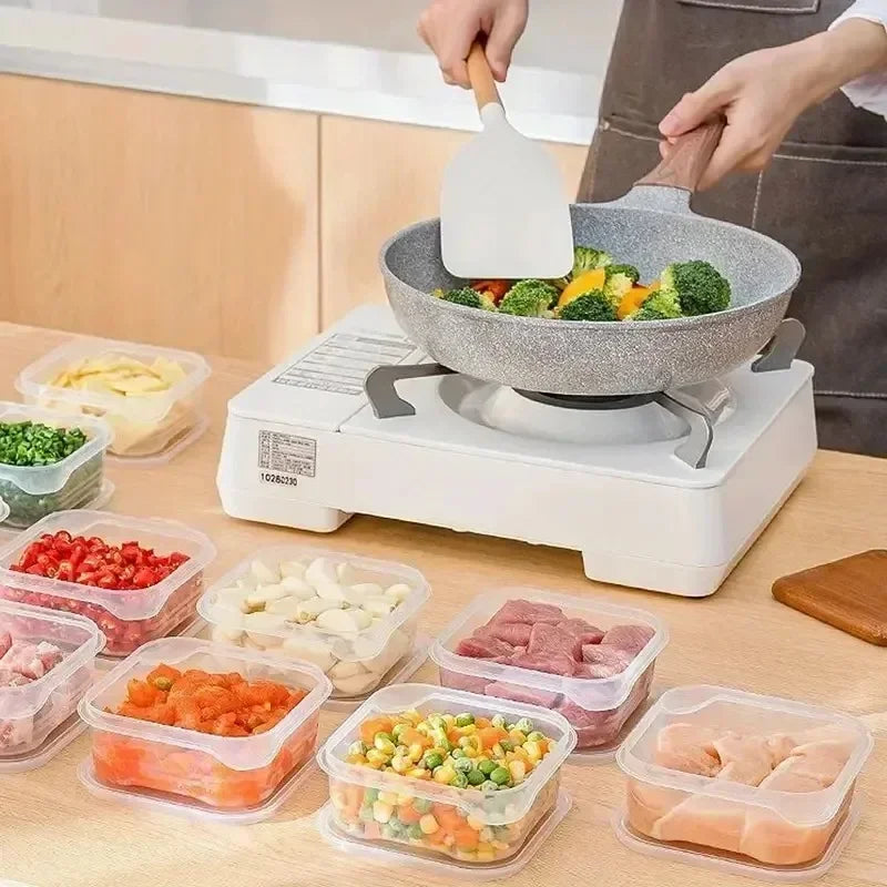 1/10PC Small Food Preservation Boxes Refrigerator Frozen Meat Vegetable Fresh-Keeping Box Transparent Kitchen Sealed 2030