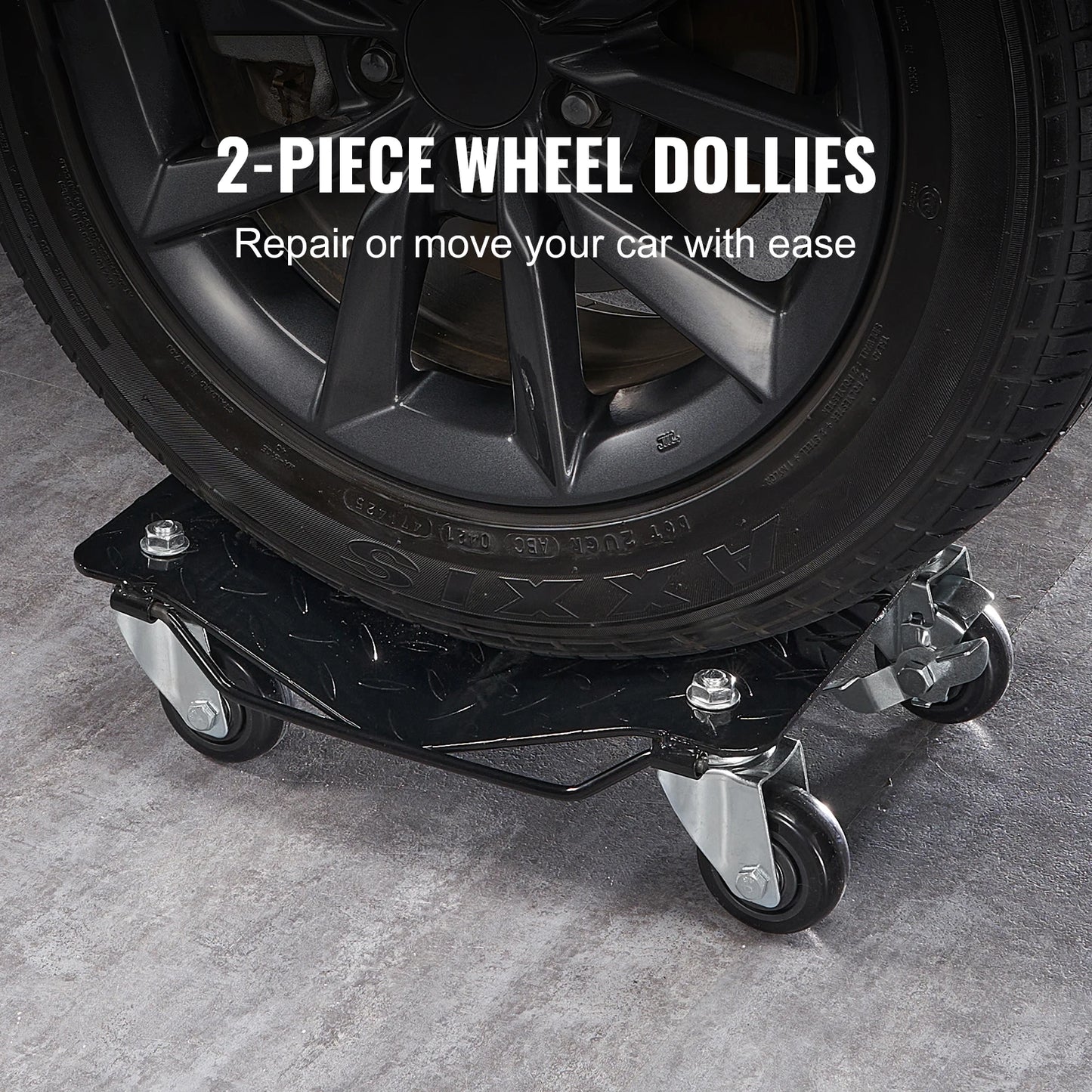 SucceBuy Car Tire Wheel Trolley Dollies 2/4PCS 1500lb Weight Capacity Vehicle Skate Moving Tire with 4Casters Auto Repair Mover