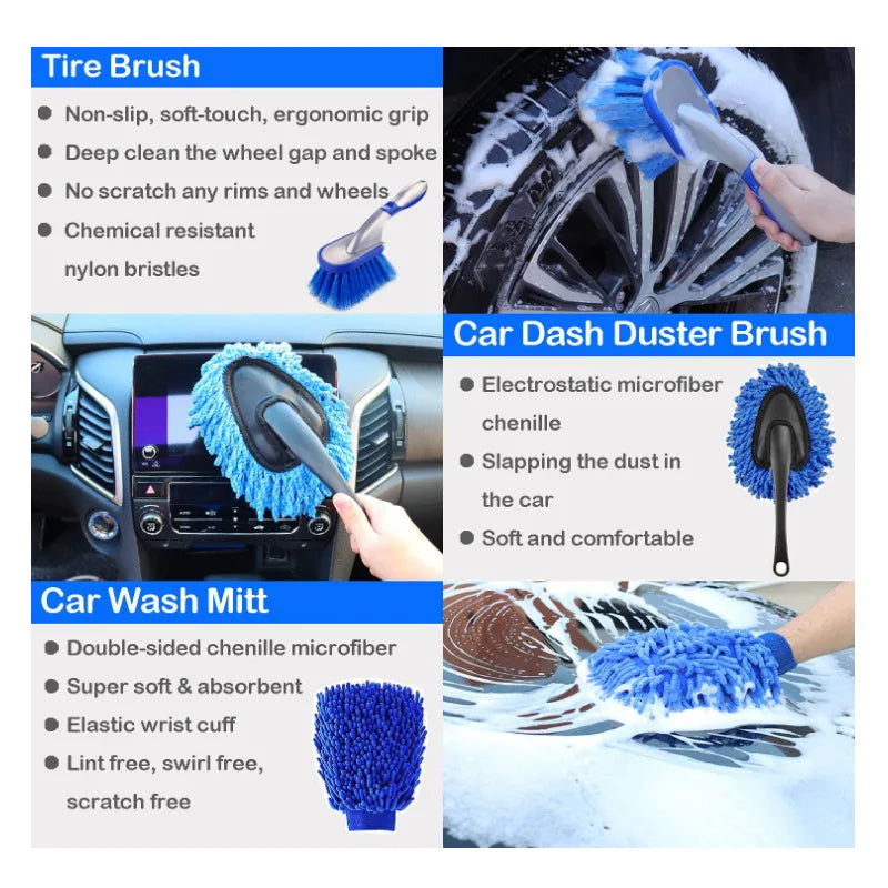 27Car Wash Cleaning Brush Set Car Interior Cleaning Electric Drill Bruch Head Detail Brush