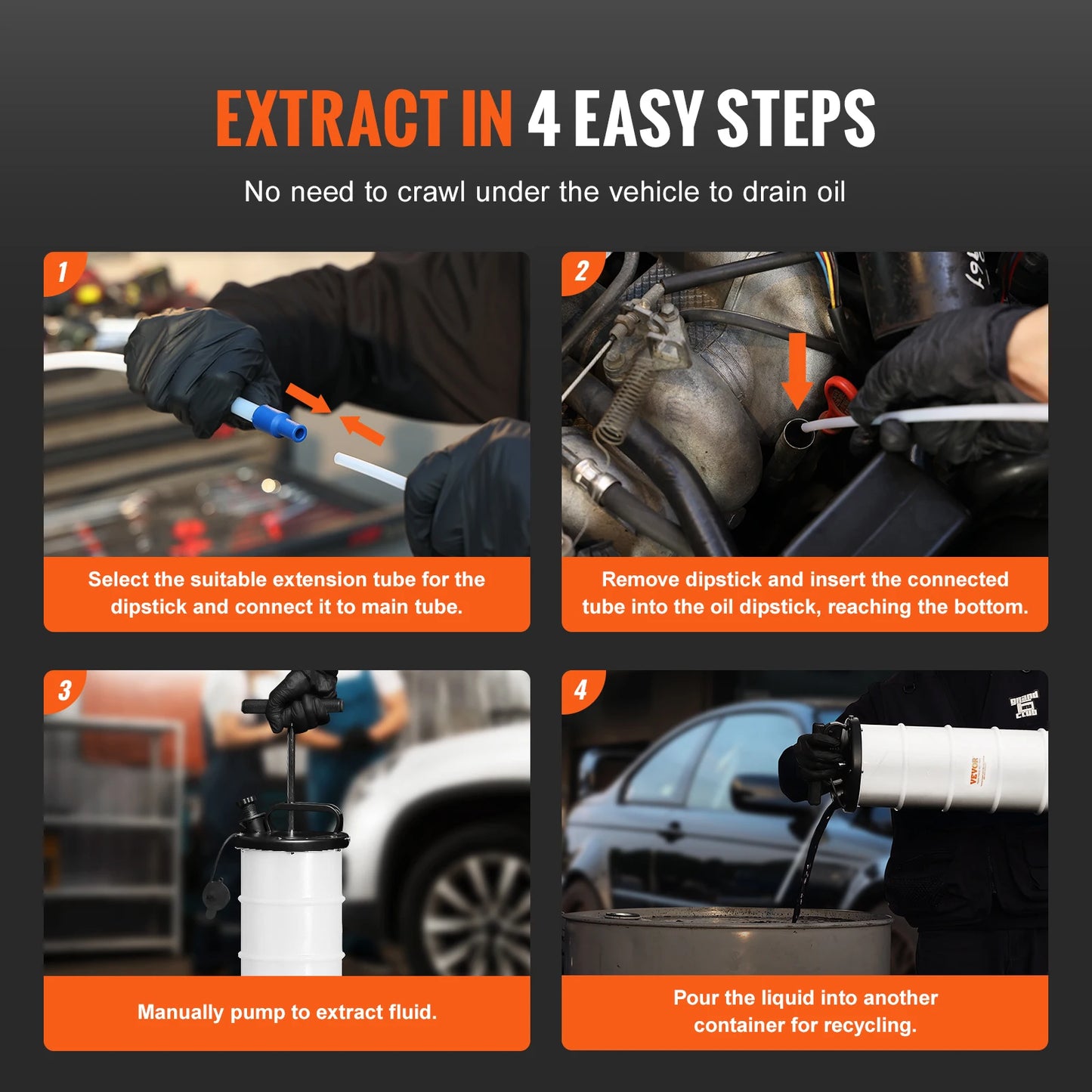 SucceBuy 6.5LFluid Extractor Manual Hand-Operated Car Brake Oil Changer Tool with Hose Vacuum Fluid Oil Pump for Car Accessories