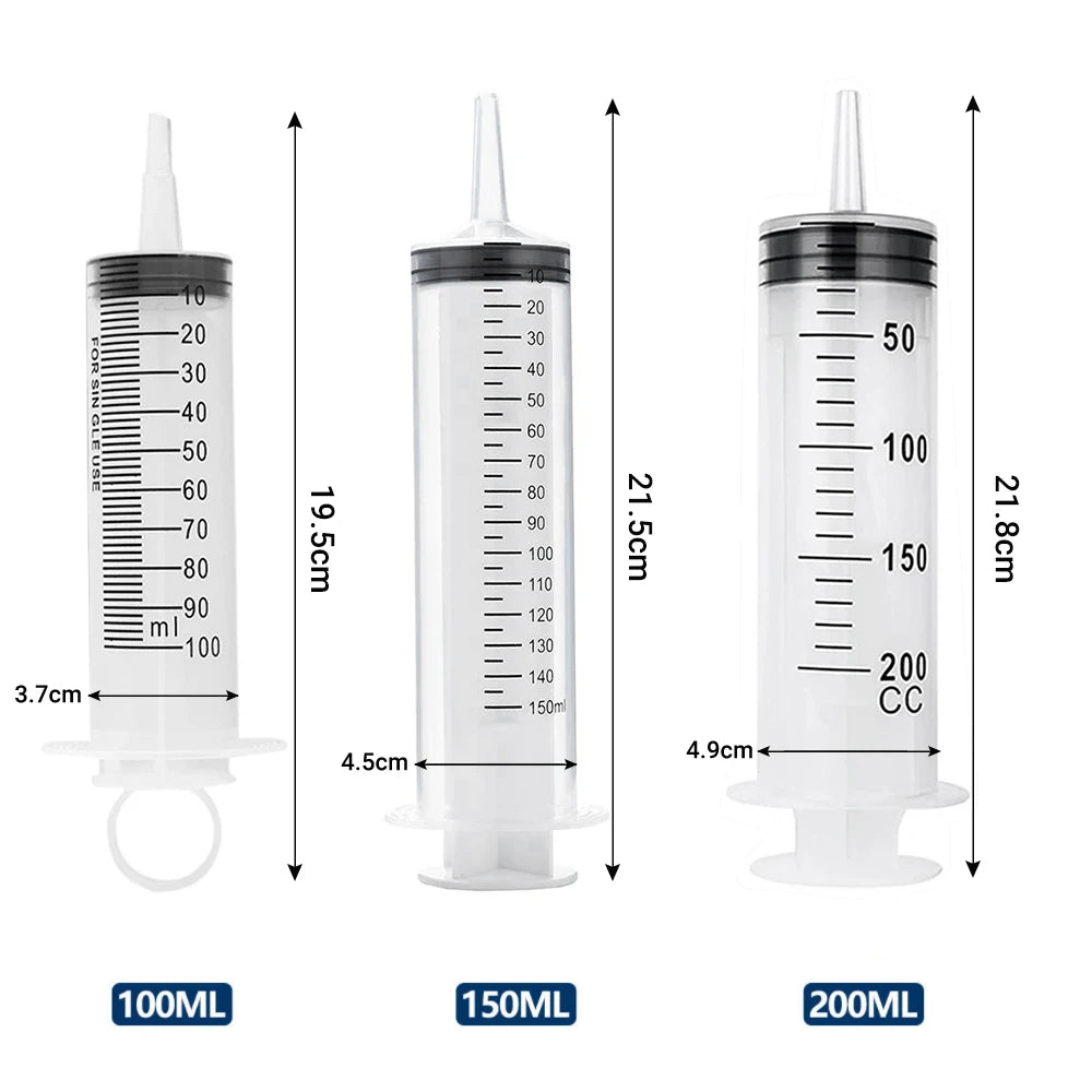 100-200ML Reusable Big Large Plastic Hydroponics Nutrient Measuring Syringe NEW