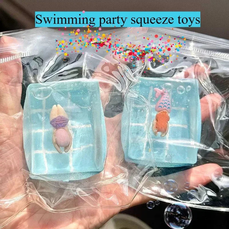 1pc Swimming Pool Squeeze Toys Maltose Stress Relief Slow Rebound Fidget Toy Mochi Squishy Stress Reliever Toys Antistress