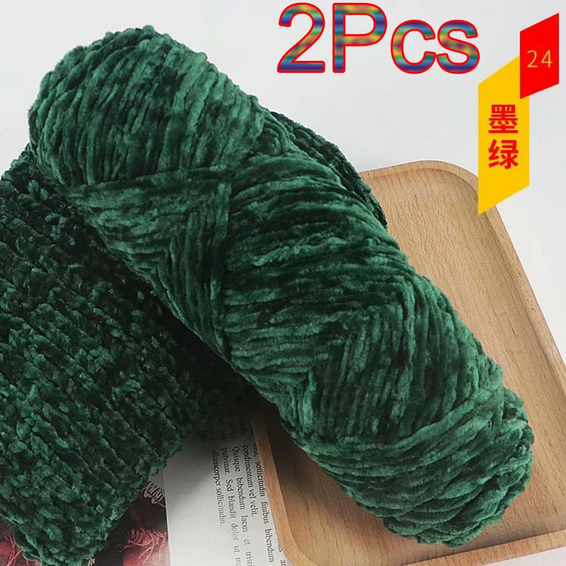 2Pcs Chenille Yarn hand Knitting 100% Polyester Velvet Yarn Crocheting Amigurumi bag line knit sweater blanket hat scarf threads