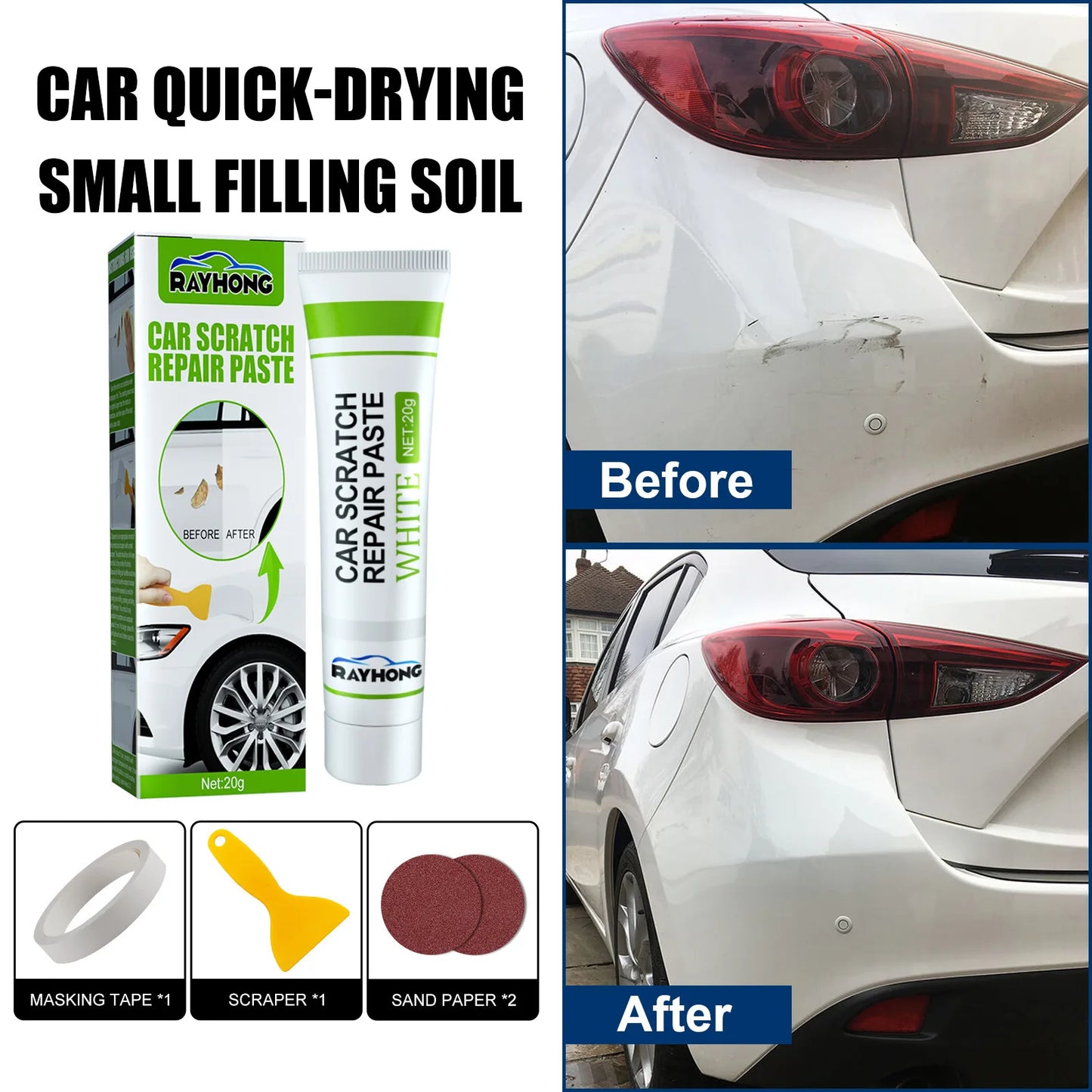 Fiberglass Repair Paste Bonding Strong Quick Dry Little Putty Long Strand Fiber Deep Cracks Car Scratch Remover Paste Fix Tools