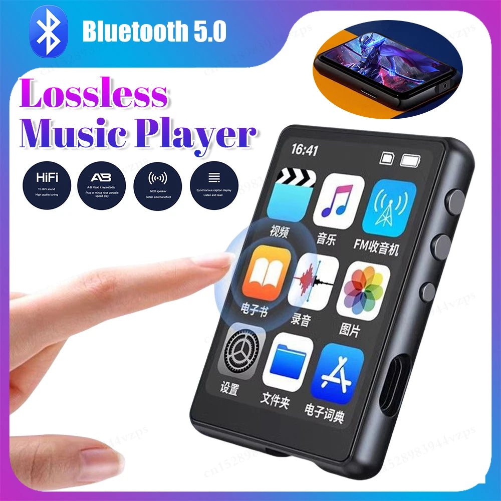 MP4 Player Lossless Music Player Full Touch Screen 2.4 inches Portable MP3 Player with Speaker Support FM Radio Recording E-Book