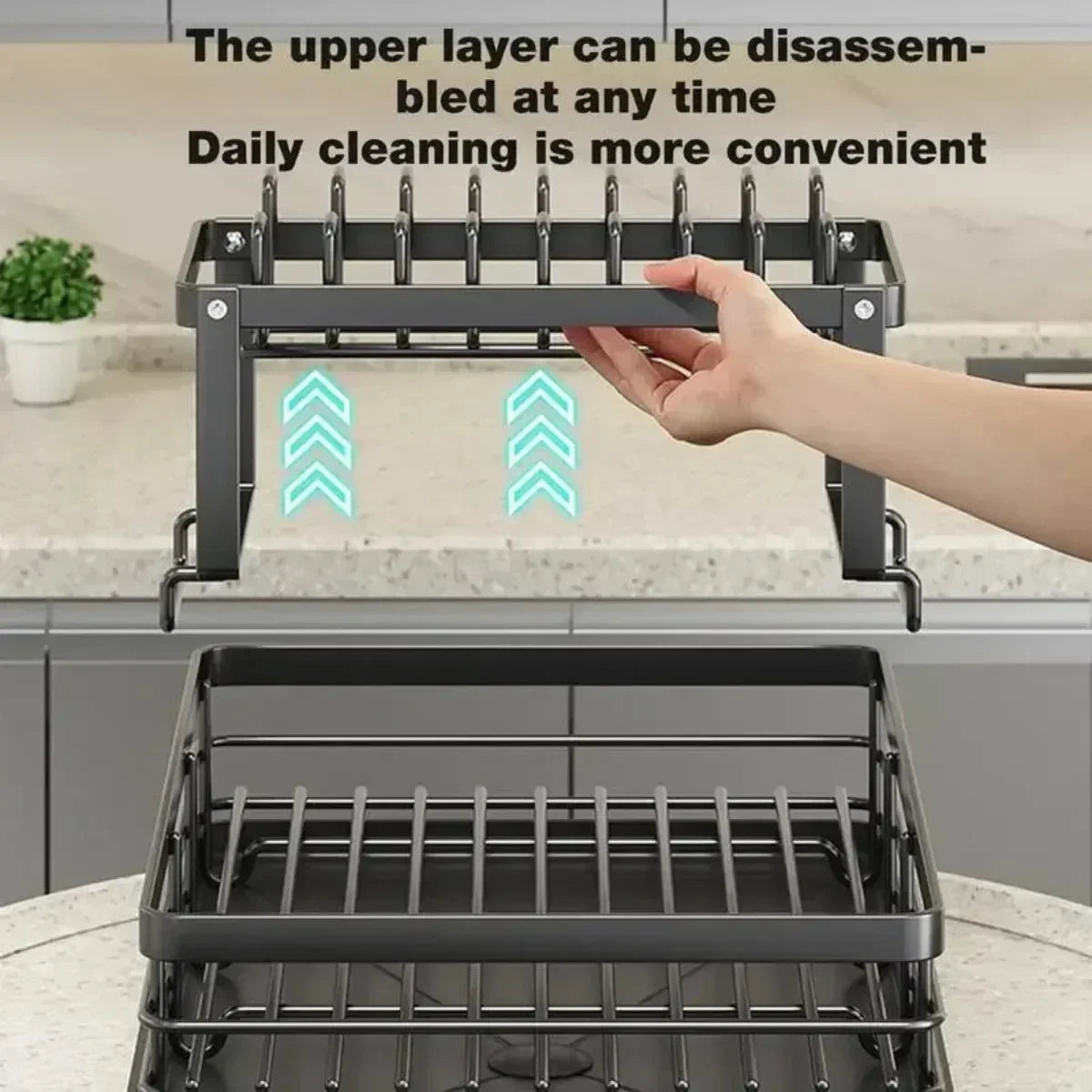 New Double-layer Adjustable Rack Space Saving Kitchen Drainage Shelf Utensils Countertop Bowl Practical Storage Organizer Holder