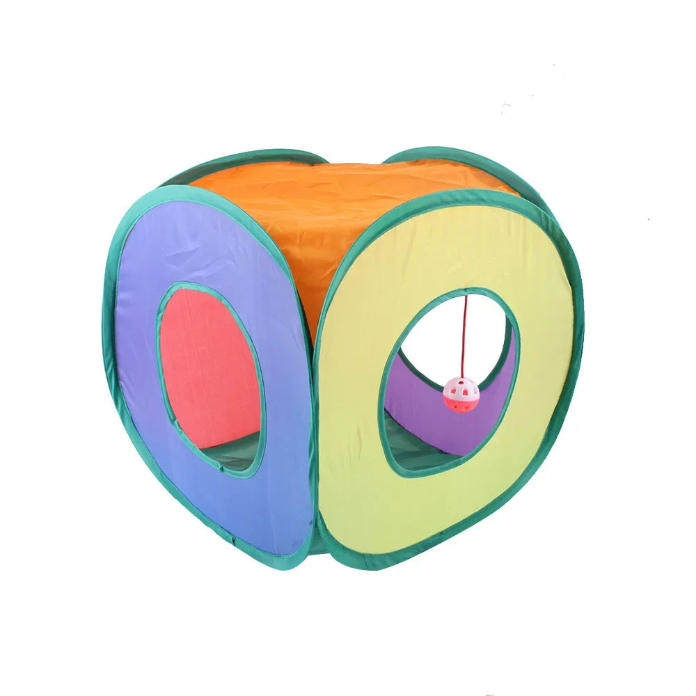 Fun Cat Tunnels Inside Foldable Cube Cat Tent Kitten Toy Tent House Interesting Pet Tunnel Toy Small Dog Playing Training