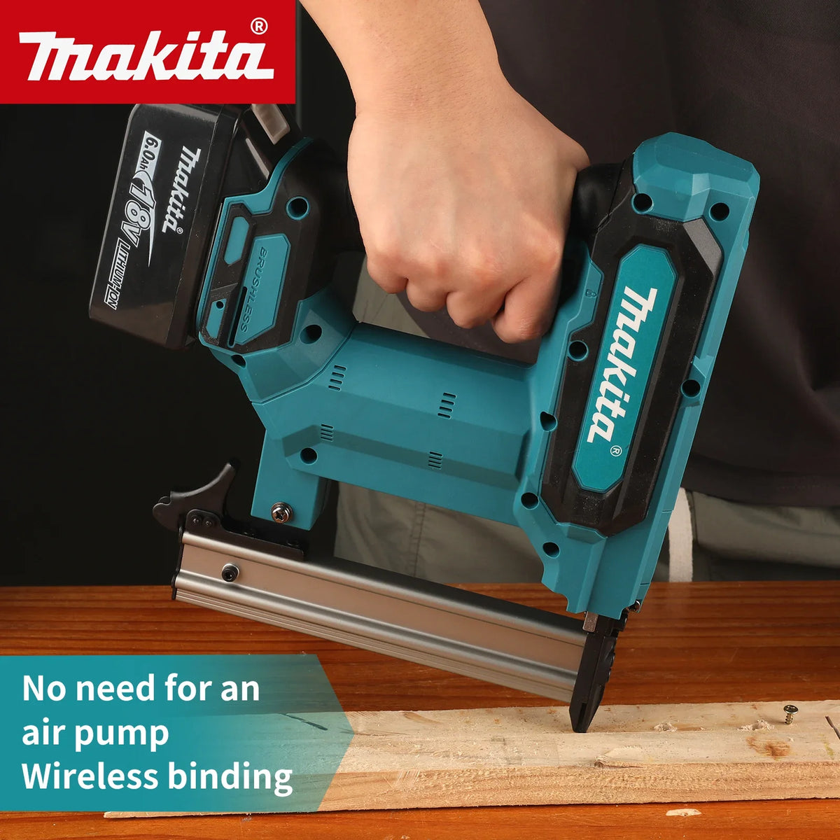 NEW Makita F30 18VCordless Nail Gun,Powered by 6.0Ah Lithium Battery,100 Nail Capacity,For Flooring Shelving & DIY Wood Projects