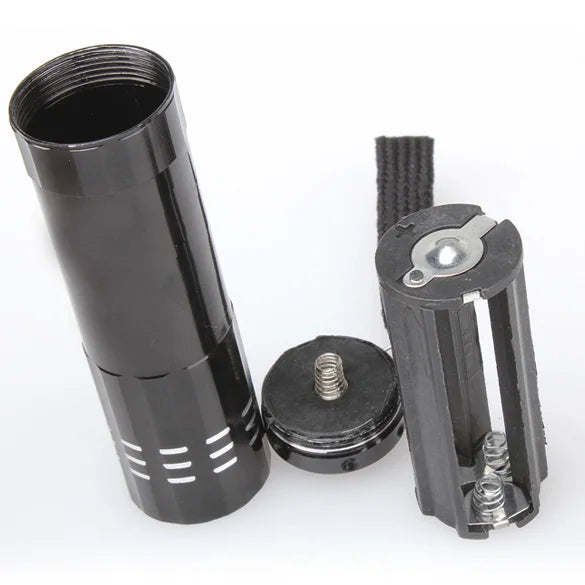 9LED Mini Flashlight Battery Powered Portable Camping Flashlight Handheld Super Bright Light for Outdoor Hiking Fishing