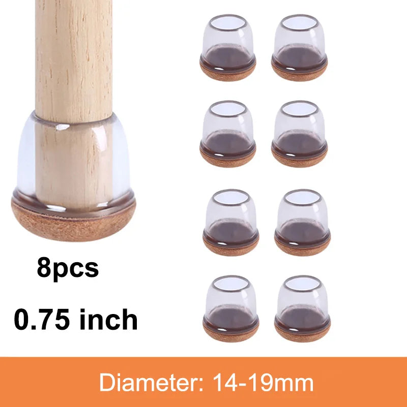 8PCS Table Chair Leg Protector Covers Silicon Furniture Floor Feet Cup Thick Felt Bottom Protector Feet Caps Reduce Noice