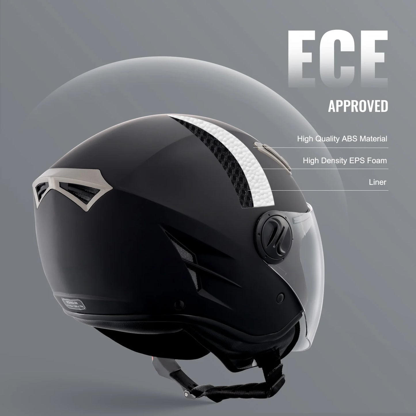 SucceBuy 3/4-Face Motorcycle Helmet , Smart Street ABS & High Density Helmet with Interchangeable Lens, Fit to Youth & Adults