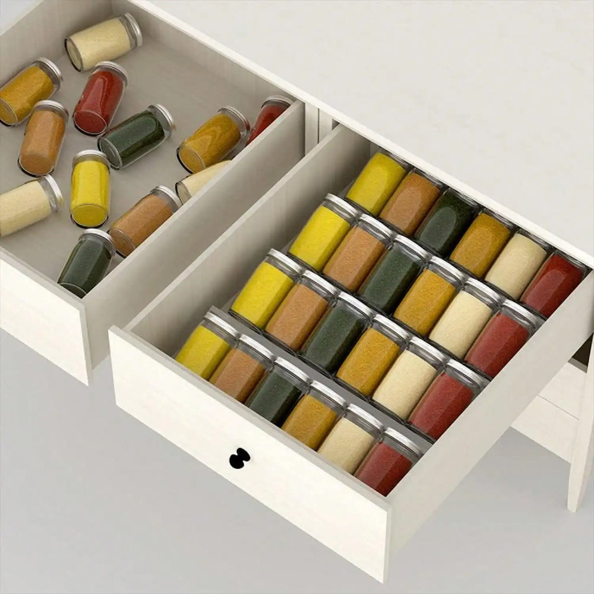 4 Layer Spice Drawer Organizer Adjustable Acrylic Spice Jars Rack Tray Expandable Seasoning Organizer Cabinet Kitchen Shelves