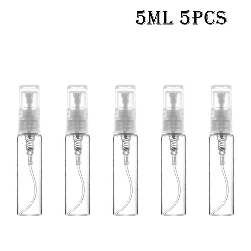 5/10Pcs 3ml 5ml 10ml Clear Mini Perfume Glass Bottle Empty Cosmetics Small Refillable Sample Perfume Atomizer Bottles