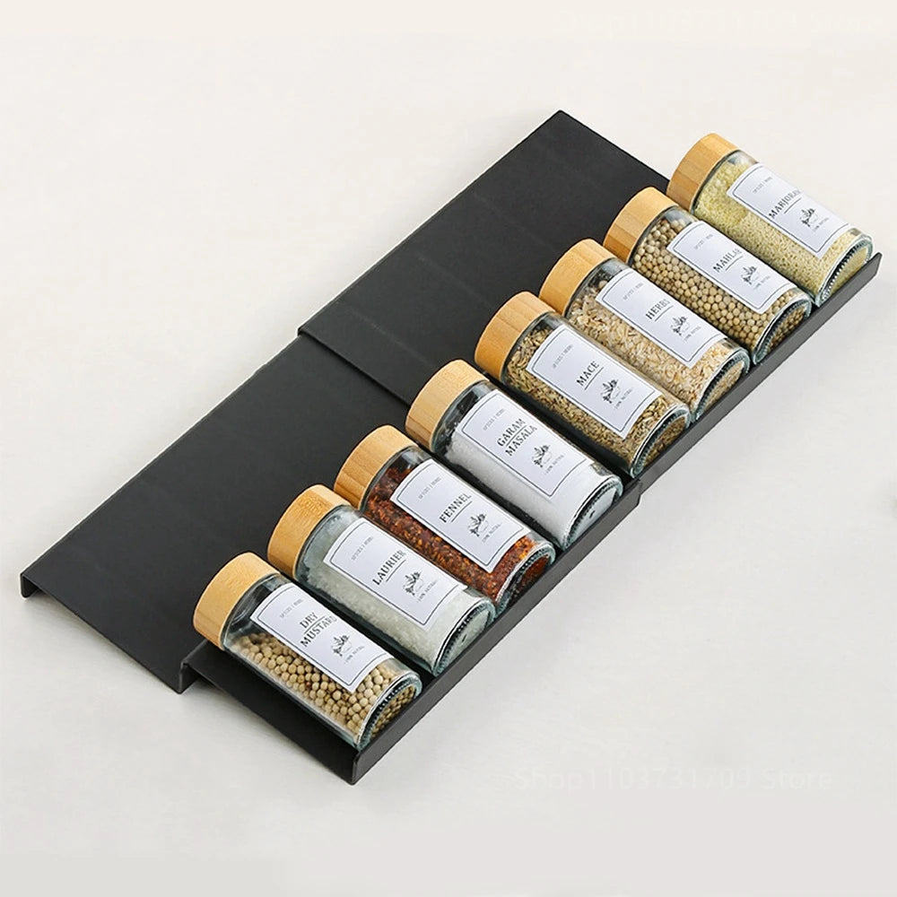 Spice Drawer Organizer Adjustable Spice Rack for Spice Jars 4 Layers Kitchen Spice Drawer Shelf Cabinet Pantry Kitchen Organizer