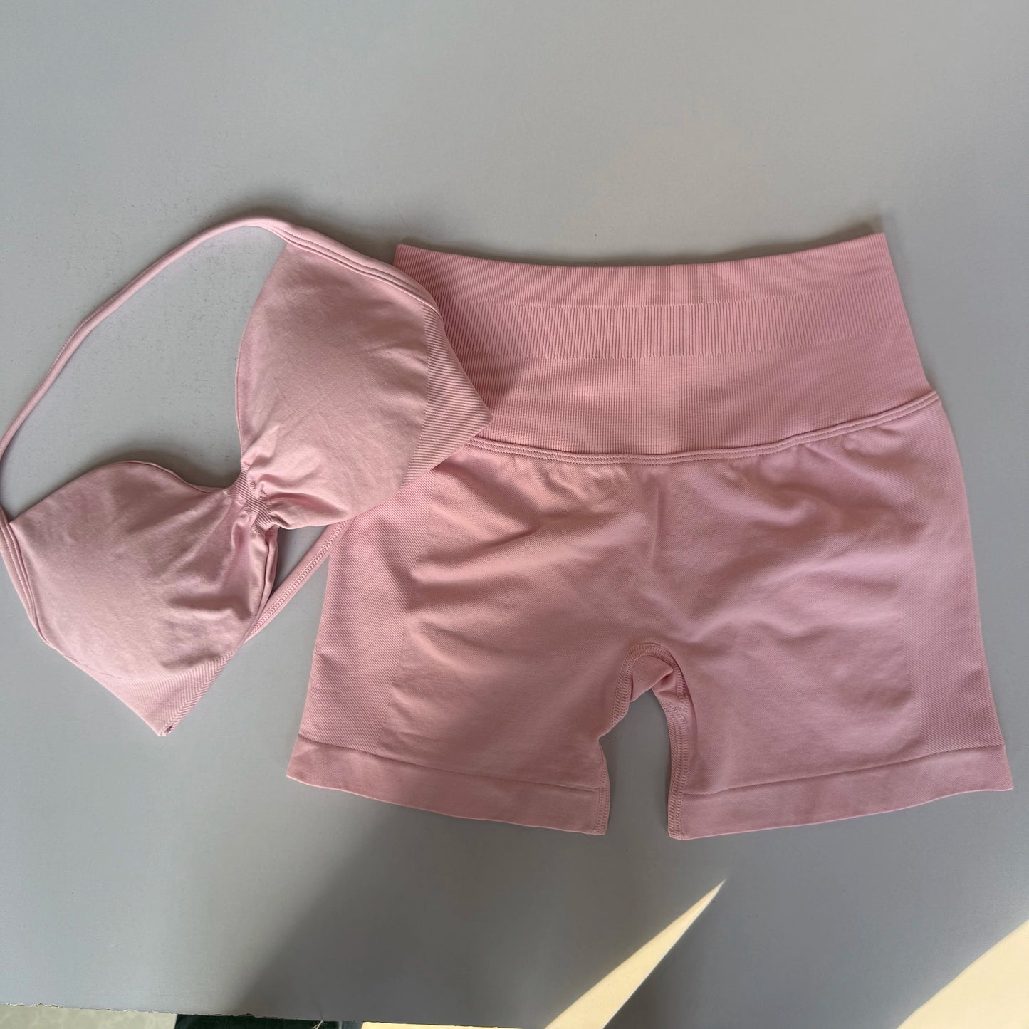Sexy Halter Neck Beautiful Back High Waist Peach Sports Bras Shorts Suit Pilates Gathering Yoga Vest Training Fitness Bra Sets