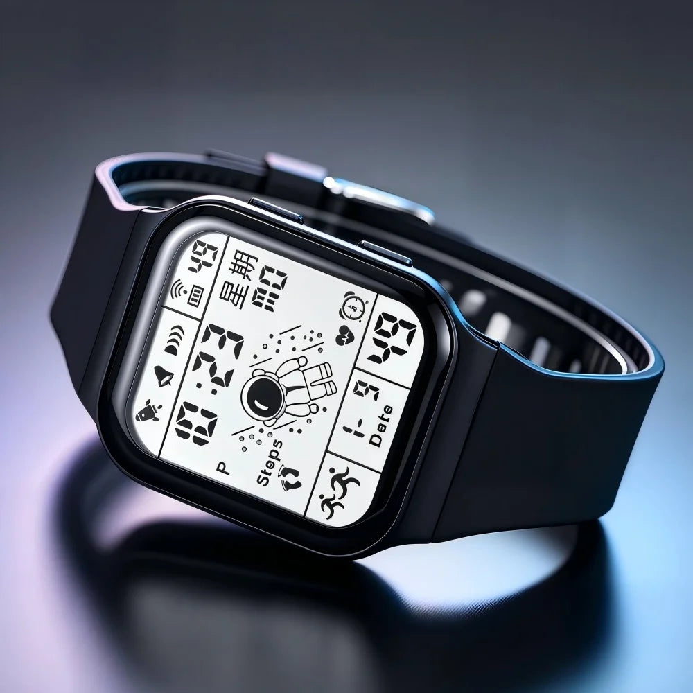 Fashion Sports Watches for Men Women Waterproof LED Sports Watches Spaceman Multifunction Clock Student Electronic Wristwatch