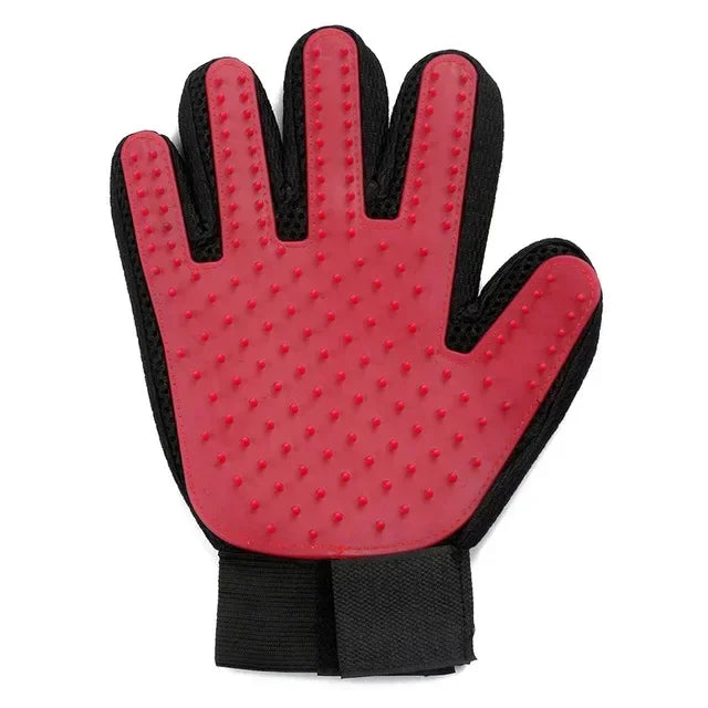 2-in-1 Pet Grooming Gloves, Silicone Deshedding Brush & Massager for Dogs Cats, Removes Loose Hair, Boosts Circulation, Bathing