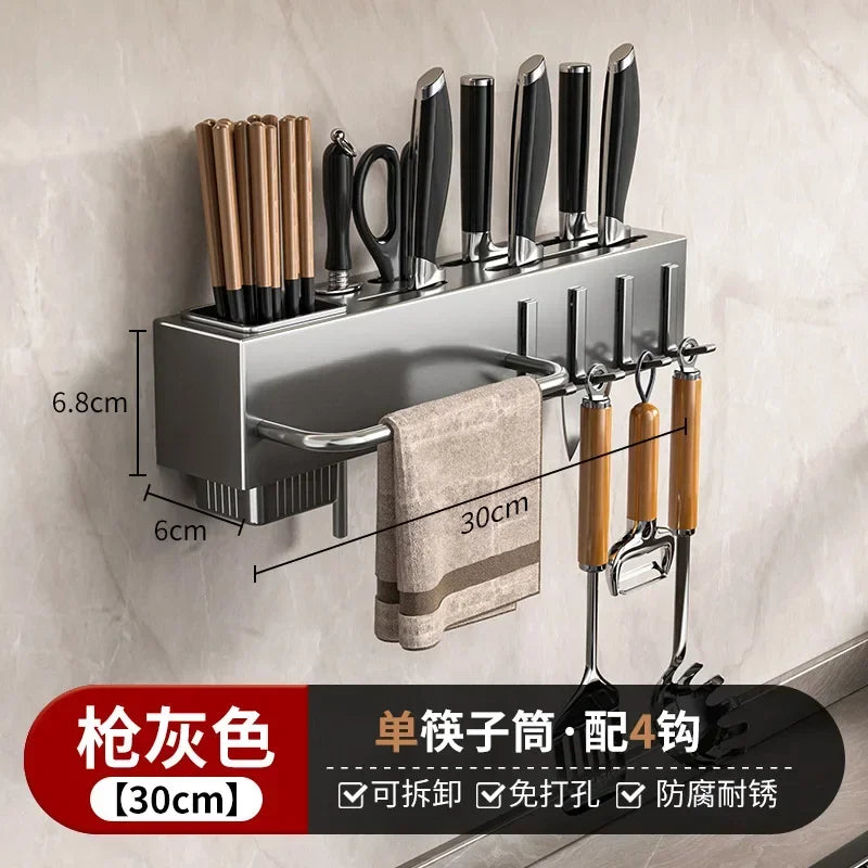 Thiened Kitchen Knife Ra Wall Mounted Chopstis Tube Storage Multi-Function Carbon Steel Kitchen Storage Organizer