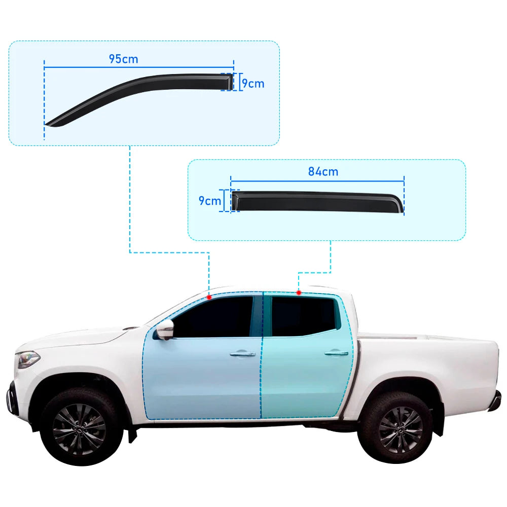 Window Visors Sun Rain Deflector Guard Weathershield For Nissan Navara Frontier NP300 2015-2025 Dual Cab Car Styling Accessories