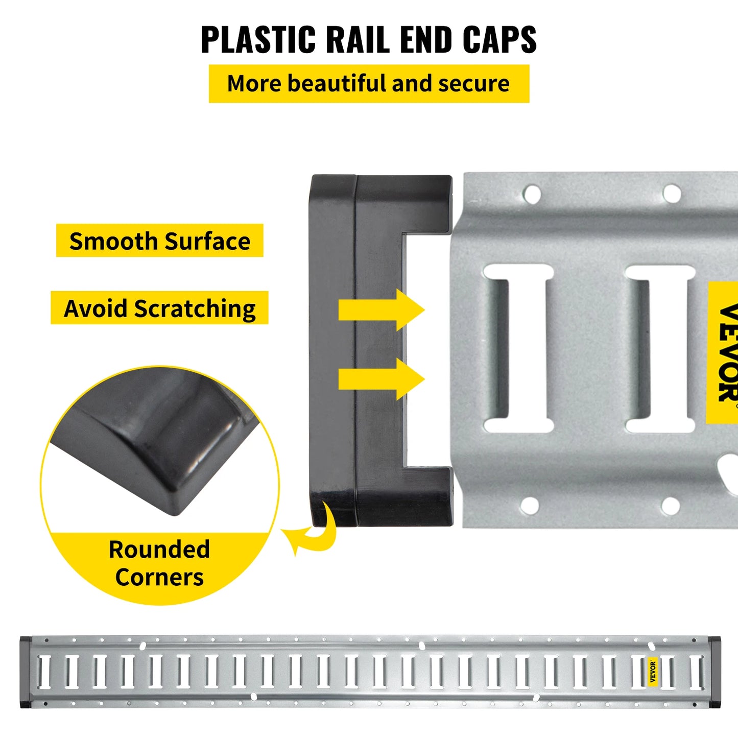 SucceBuy Universal E-Track Tie-Down Rail Kit 8 Steel Rails 2 Single Slots 8 O-Rings 8 Tie-Offs Trailer Car Securing Accessories
