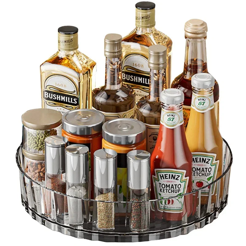 1pc Rotating Tray Spice Rack Pantry Cabinet Turntable With Base Storage Bin Kitchen Organizer For Seasoning Cosmetic Storage Box