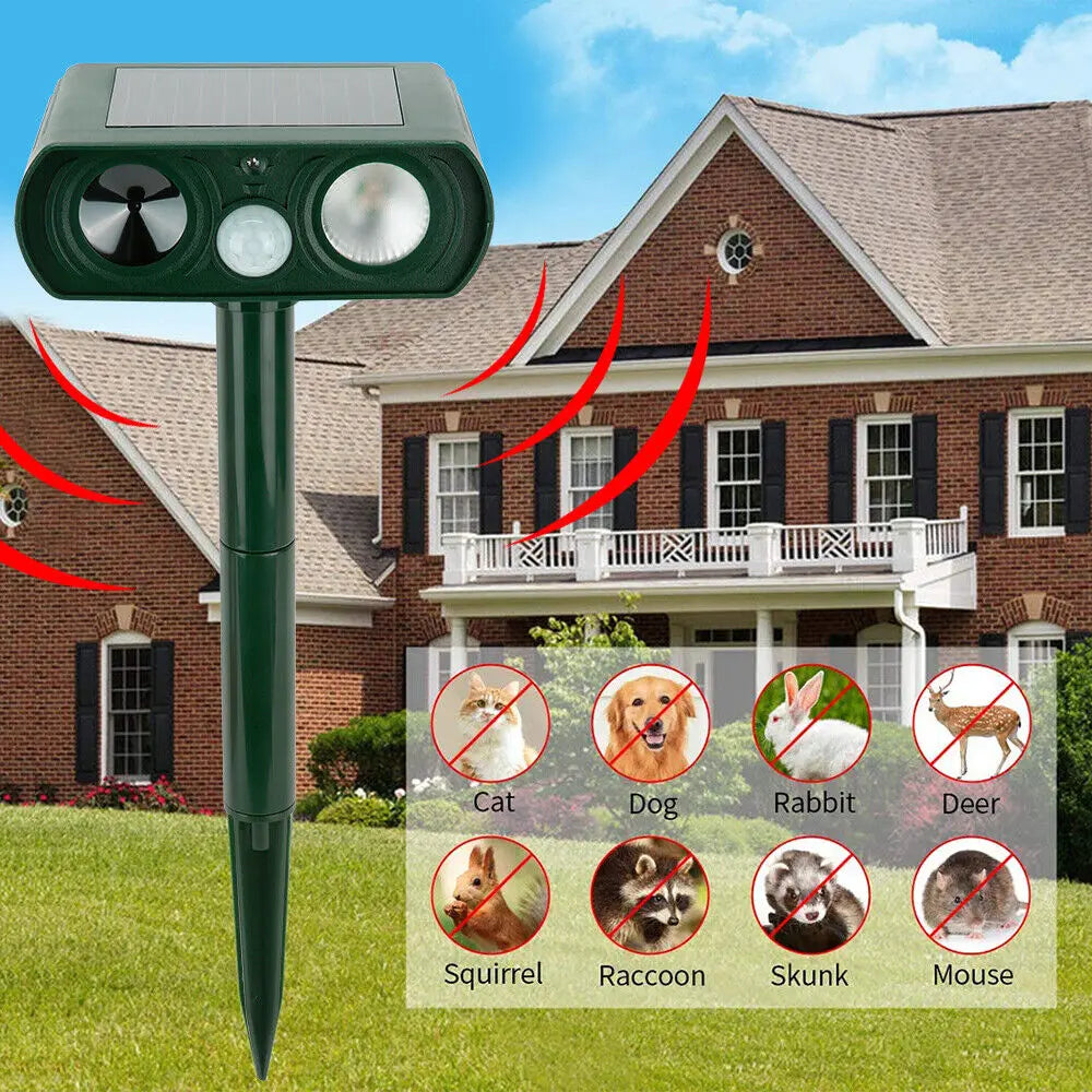 1/2pcs Ultrasonic Solar Power Animal Repellent Pest Repeller PIR Dog Cat Bird