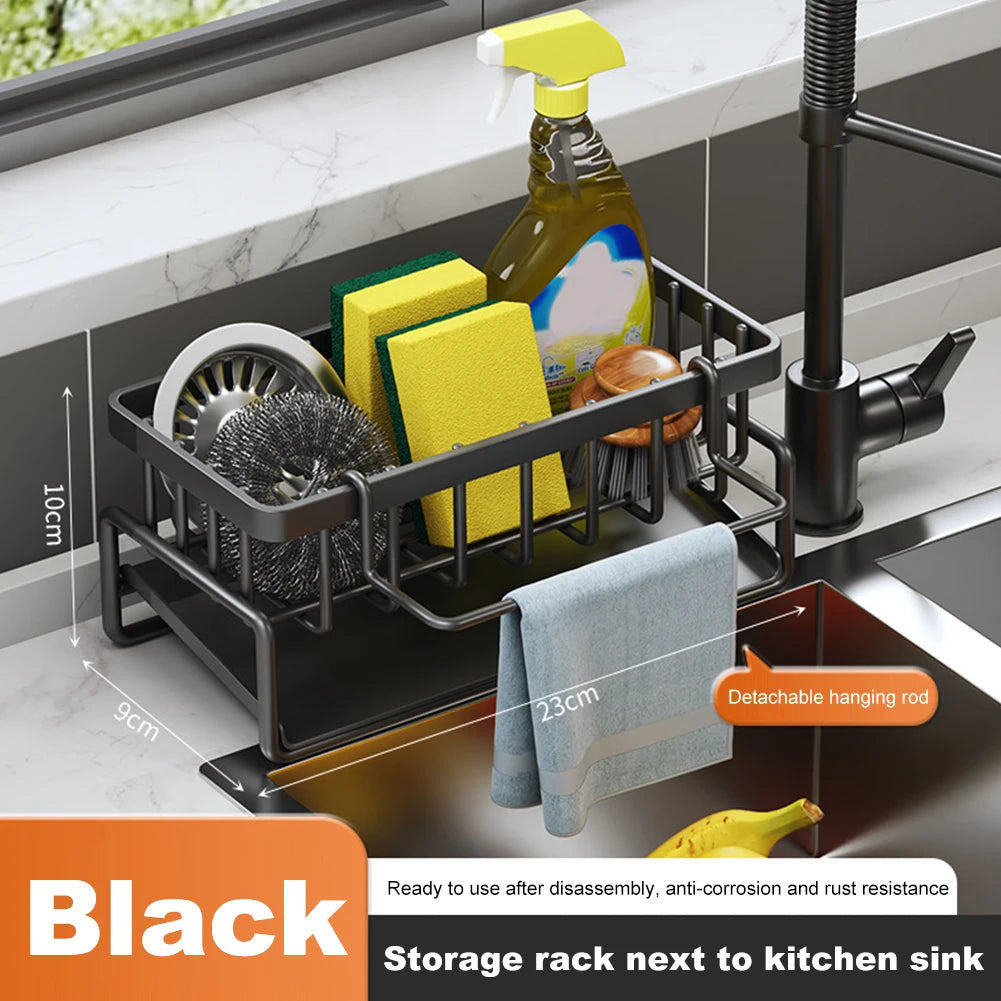 Multifunctional Sink Drying Rack Space Saver Rustproof Sponge Holder Kitchen Sink Organizer Sink Storage Countertop Organization