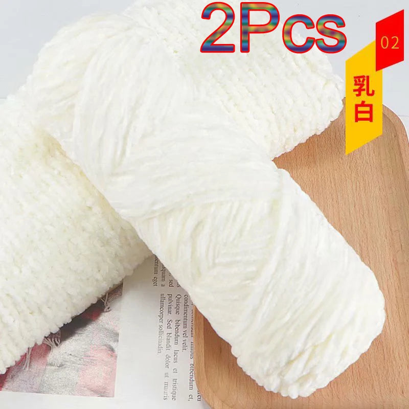 2Pcs Chenille Yarn hand Knitting 100% Polyester Velvet Yarn Crocheting Amigurumi bag line knit sweater blanket hat scarf threads