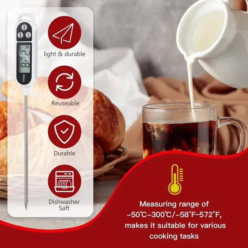 Stainless Steel Probe Cooking Food, Barbecue Stove, Water, Milk, Oil, Liquid Meat, Digital Kitchen Thermometer Kitchen Tools