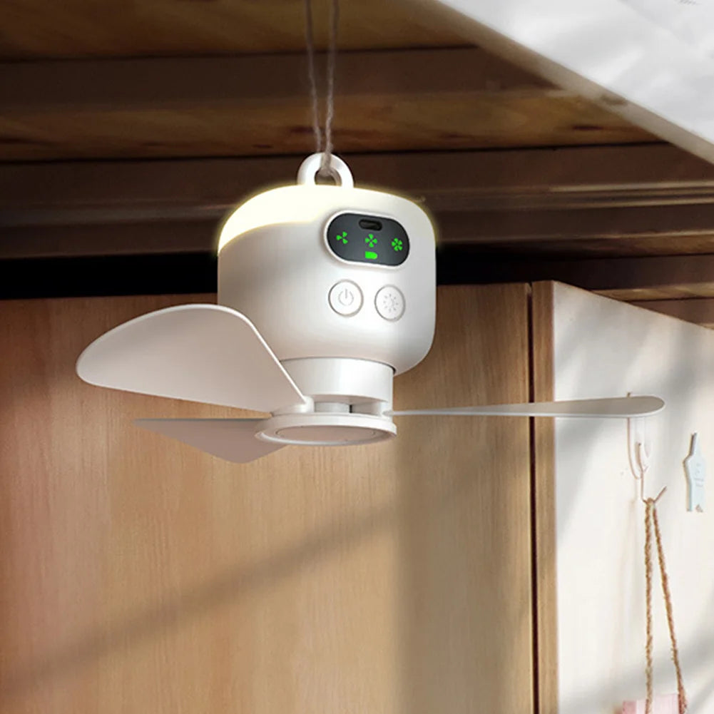 Portable Wireless Ceiling Fan Light Rechargeable Tent Fan with Remote Control Outdoor Fan for Outdoor Camping