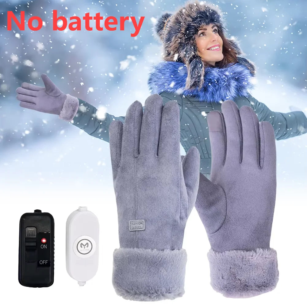 Winter Thermal Cycling Gloves 3 Gear Adjustment Heating Thermal Gloves Motorbike Racing Riding Gloves Windproof （No battery）
