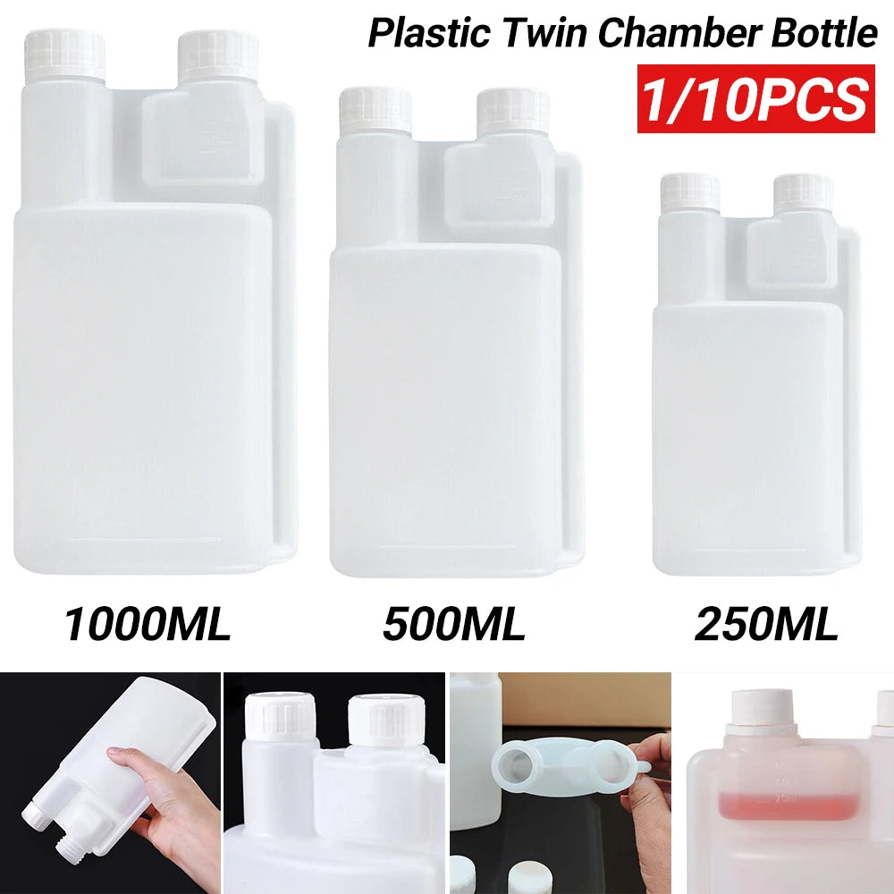 10 PCS Plastic Twin Chamber Bottle &Tamper Evident Cap Chemical Liquid Bottle 250ml