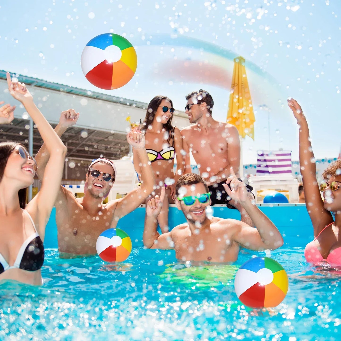 3Pcs Inflatable Beach Ball Summer Outdoor Swimming Pool Colorful Stripe Ball Toys Party Water Game Sports Ball Fun Toys for Kids