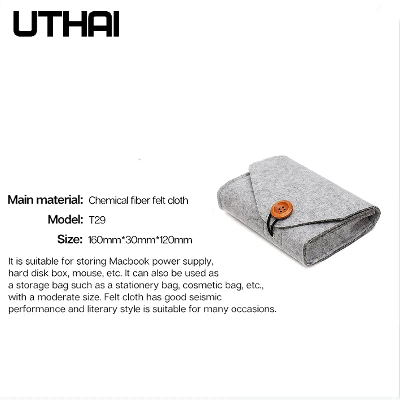 UTHAI T29 Portable 2.5'HDD Case Storage Bag For Macbook Charger Mouse Mobile Power Bank Earphone Digital Accessories Protect Bag