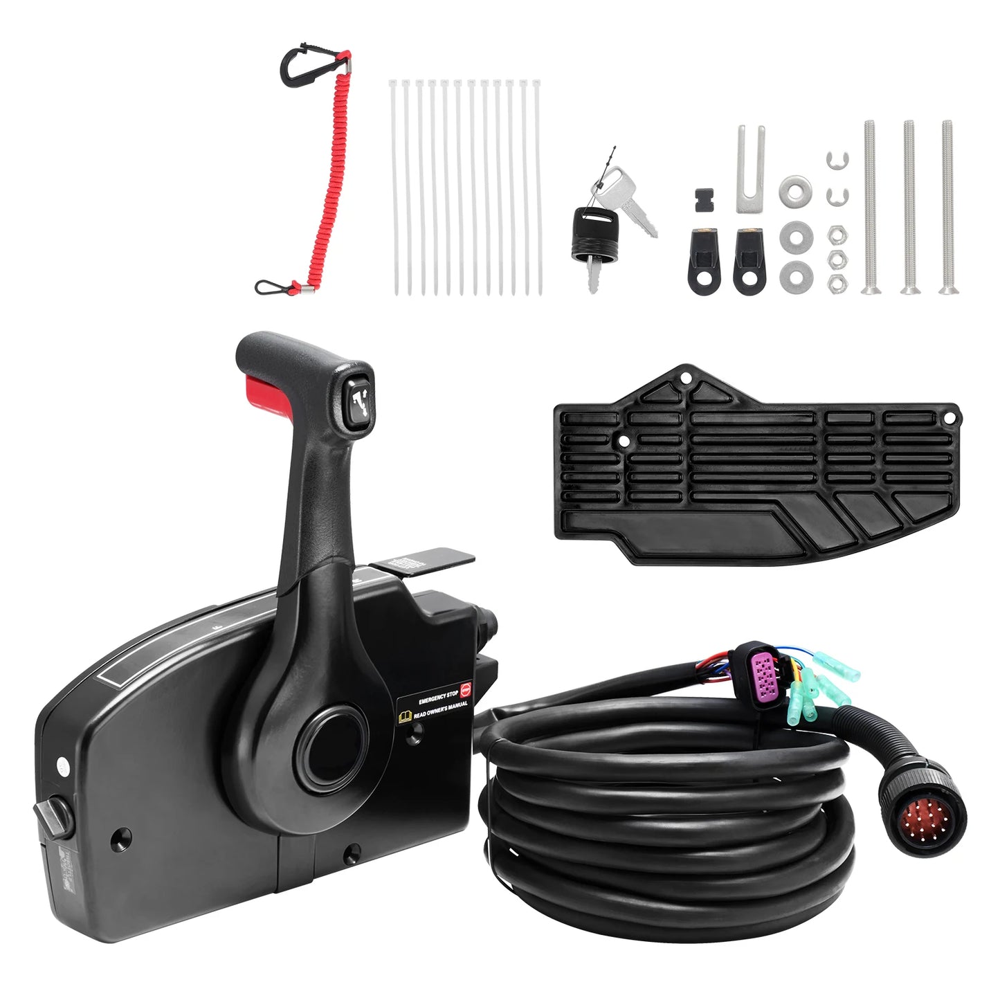 SucceBuy Boat Throttle Control Side Mounted Outboard Remote Box to Mercury PT 4 Stroke Marine Power Trim Switch Harness Lanyard