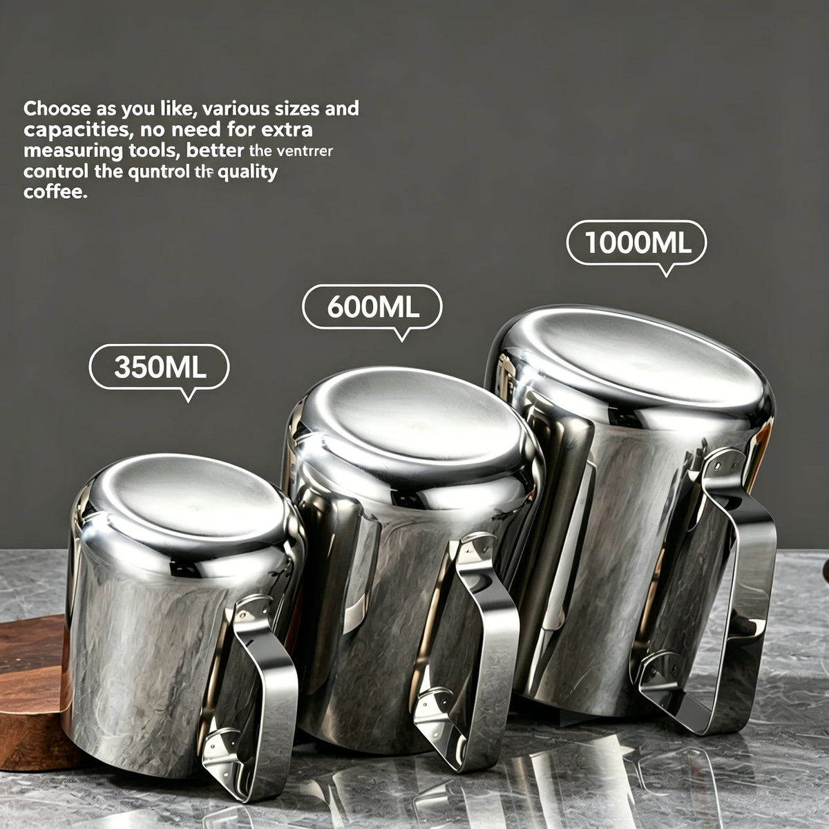 Milk Creamer Frothing Pitcher Stainless Steel, 350/600/1000/1500ml Coffee Cup Jug Latte Espresso Cappuccino Milk Cup Barista