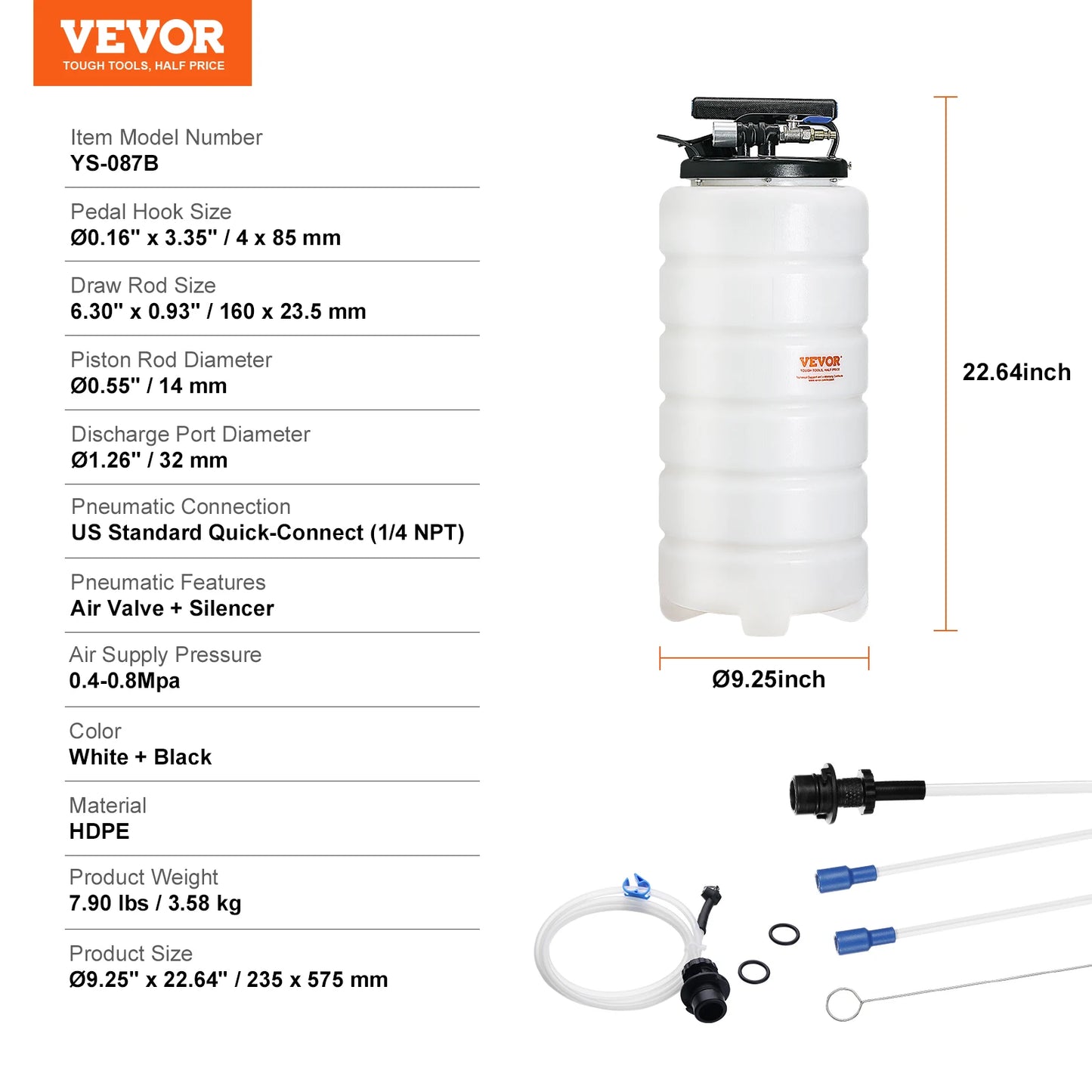 SucceBuy 6.5L/15L Pneumatic/Manual Fluid Extractor with Suction Hose Oil Changer Pump for Automotive Fluids Vacuum Evacuation