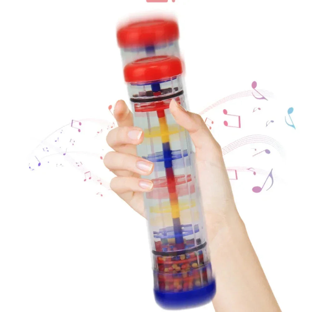 Baby Rain Stick Rainbow Hourglass Rain Music Instrument Toys Rattle Baby Educational Montessori Sensory Toy for Kids 6 12 Months