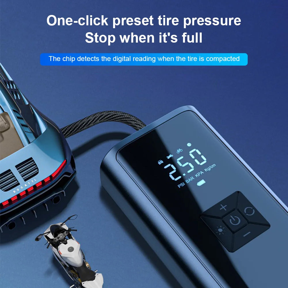 150PSI Car Inflator Pump Wireless Handheld Inflator Pump Intelligent LCD Display Car Tire Inflator for Automobile Bicycle Ball