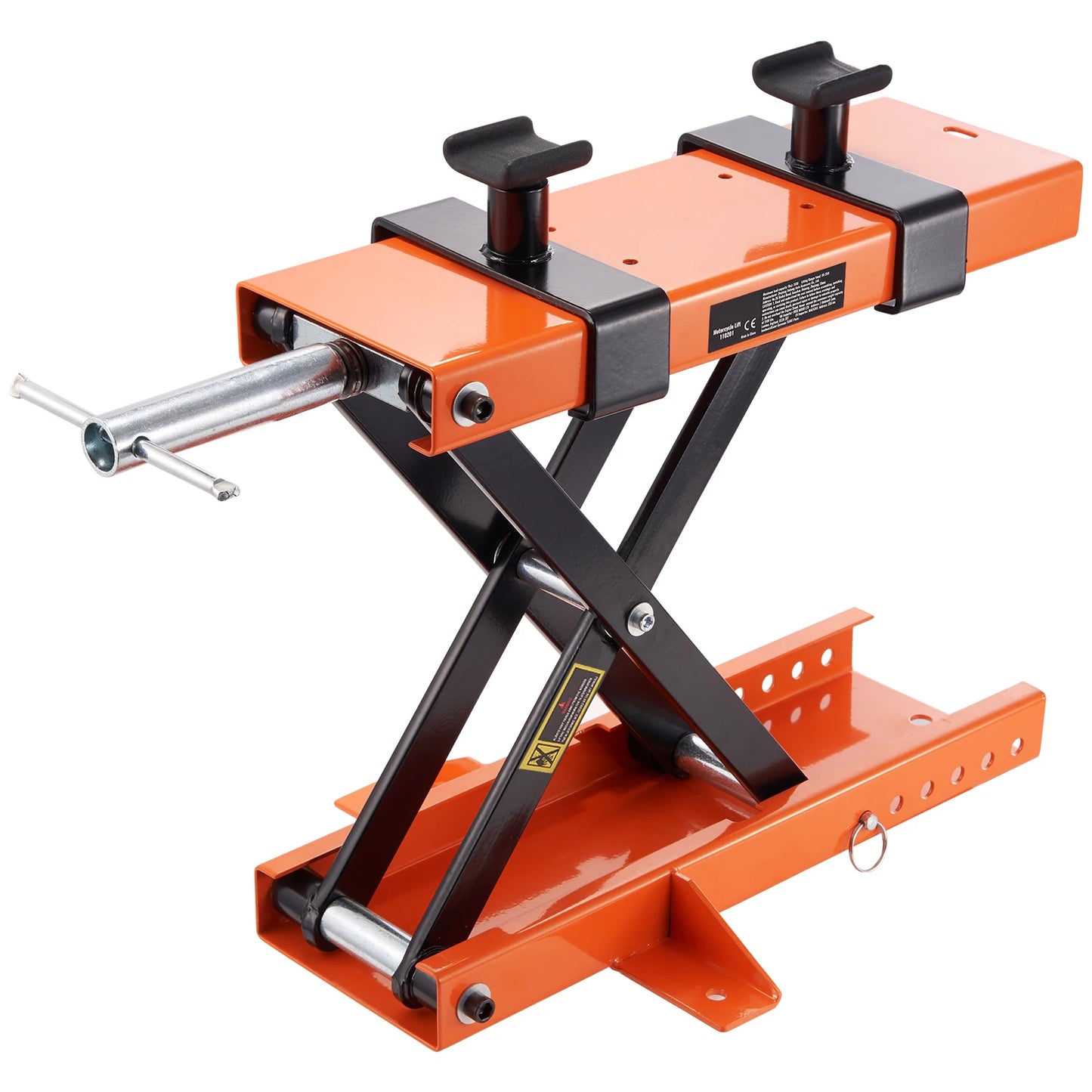 SucceBuy Motorcycle Lift 500kg Motorcycle Scissor Lift  with Saddle &Safety Pin Steel Motorcycle Jack Hoist Stand for Motorbike