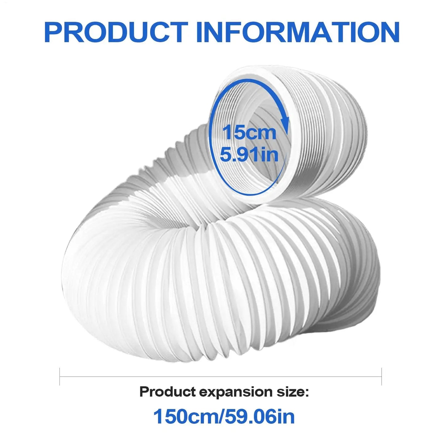 Portable Air Conditioner Hose 15cm 13cm Diameter Anti-Clockwise Thread,Length up to 300mm AC Hose  for Tent RV Window Outdoor