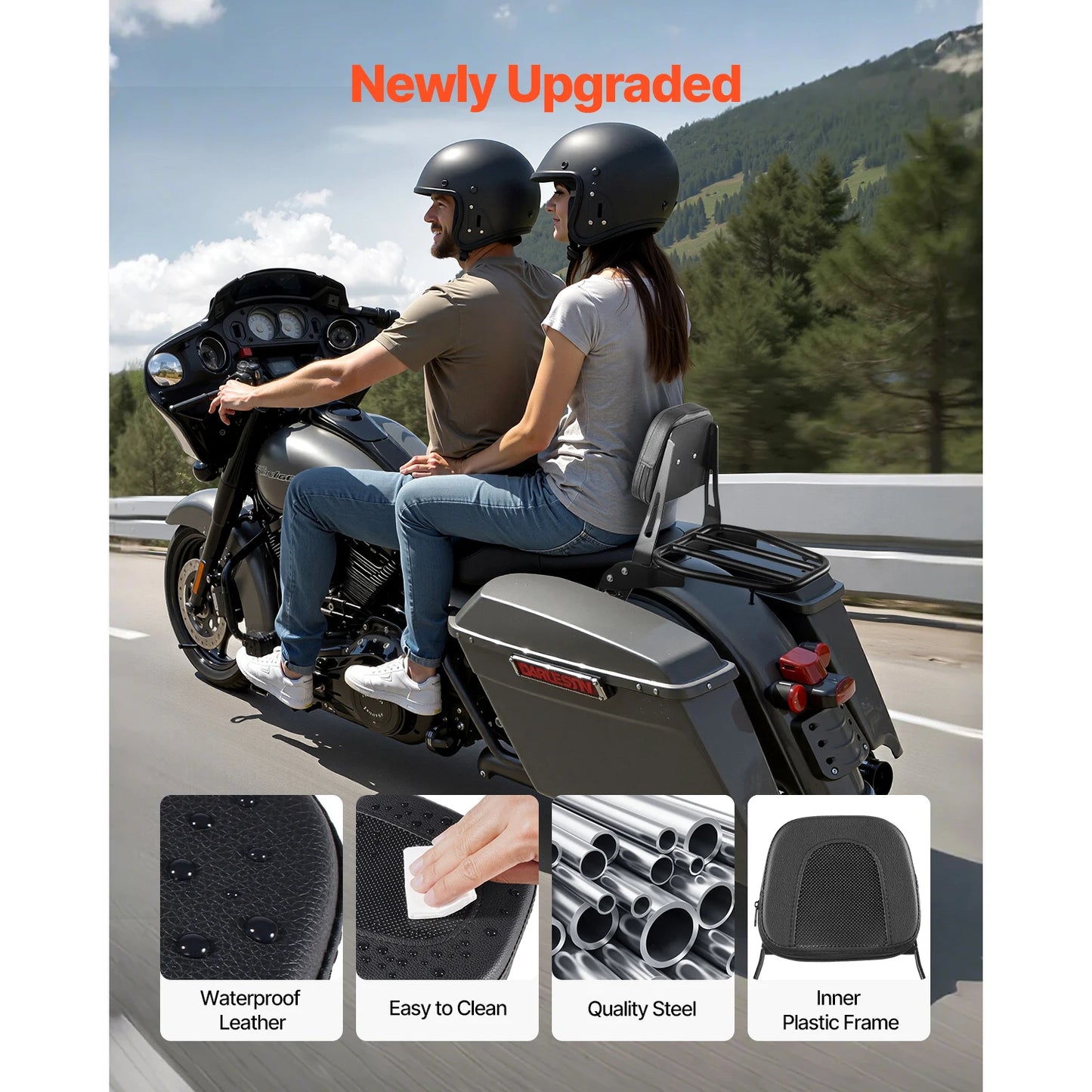 SucceBuy Motorcycle Backrest Sissy Bar with Luggage Rack Detachable Passenger Backrest Fit for HondaRebelCMX1100/Harley-Davidson