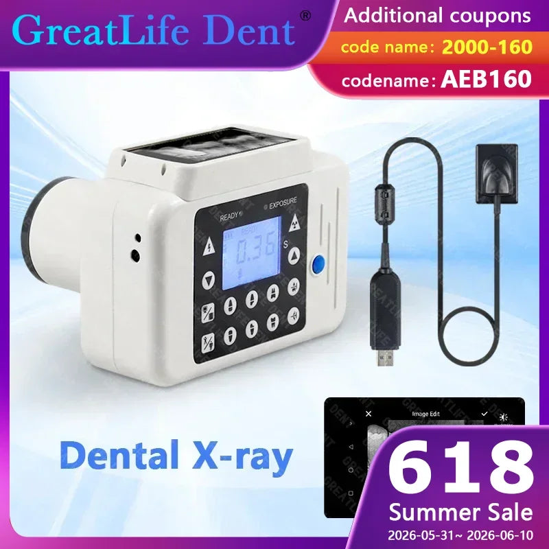 GreatLife US MX EU GCC Stock Portable Dental X-ray Machine X-Ray Unit with Built-in Display Sensor Digital HD Image Veterinary