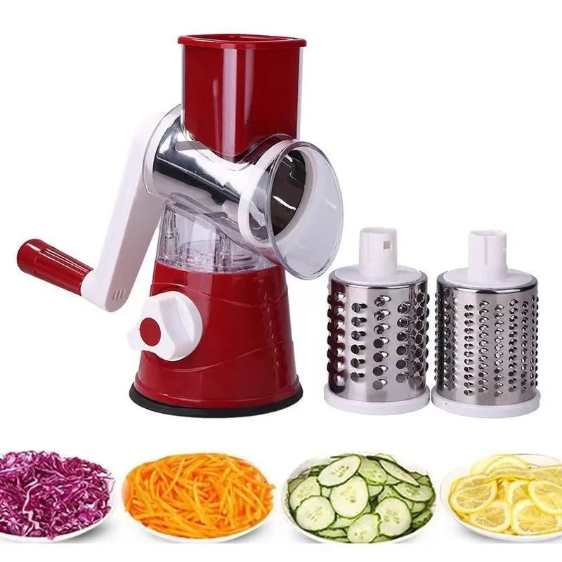 3-in-1 Rotating Cheese Grater Multi-Function Manual Vegetable Slicer Peanut & Cheese Grinder Vegetable Chopper