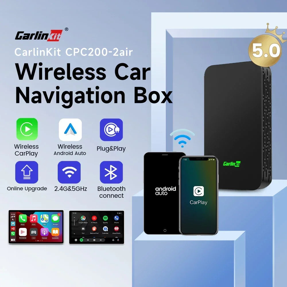 CarlinKit 5.0 2Air Wireless Adapter Wireless CarPlay Android Auto For OEM Car Plug and Play WiFi Bluetooth Auto Connectio Phone