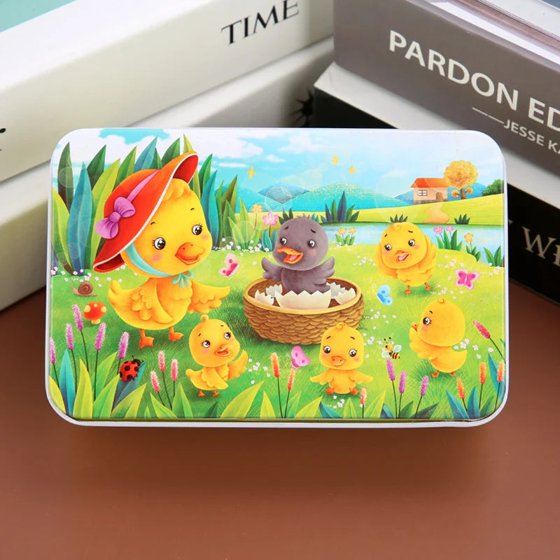 New Children 60 Pieces Wooden Puzzle Kids Cartoon Animal Vehicle Wood Toy Jigsaw Baby Early Educational For Christmas Gift Toys
